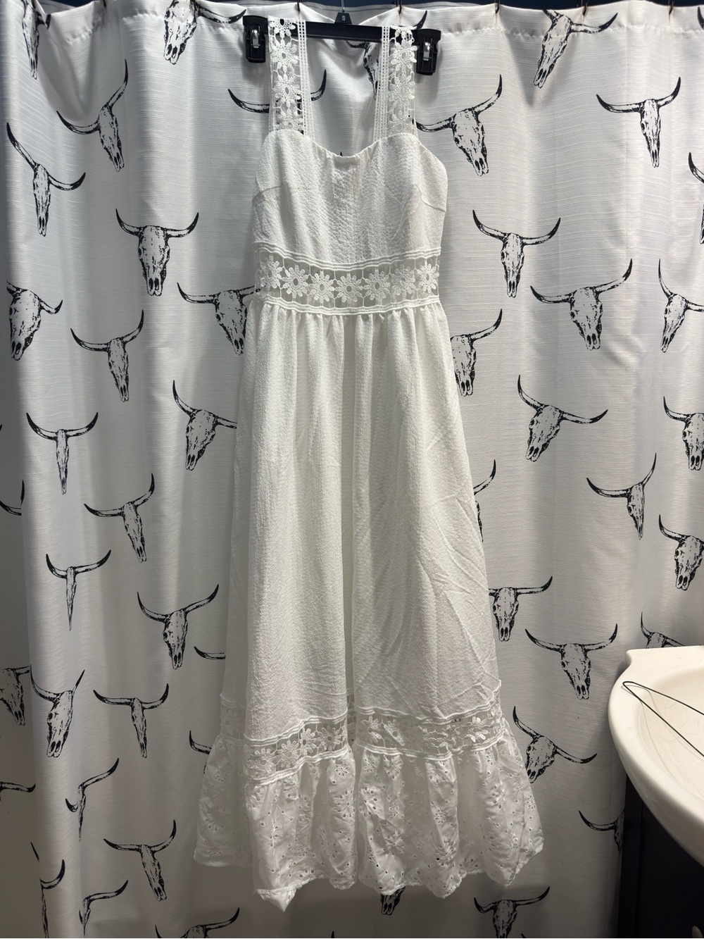 White Lace-Trim Sleeveless Kids Dress